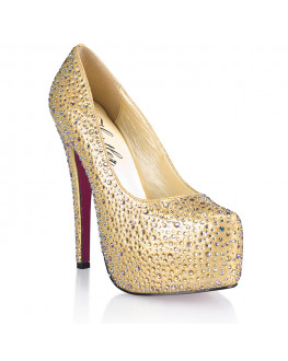 Золотистые туфли с кристаллами Golden Diamond