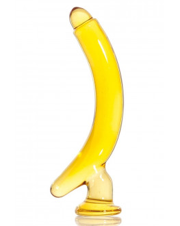 Жёлтый стимулятор-банан из стекла - 16,5 см.