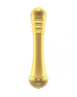Вибратор с ребристой головкой The Emerald Gold - 16,3 см.
