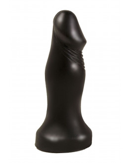 Чёрный анальный фаллоимитатор с ограничительным основанием - 14 см.