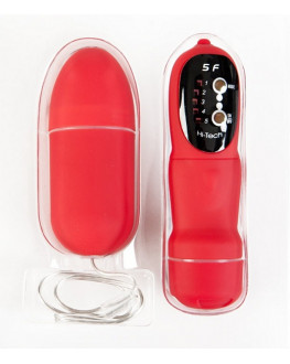 Красный мини-вибратор в форме яйца с пультом ДУ