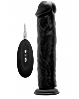 Чёрный вибратор-реалистик Vibrating Realistic Cock 11  - 27,5 см.