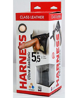 Насадка-фаллоимитатор на кожаных трусиках Harness Ultra Realistic 5,5  - 17 см.