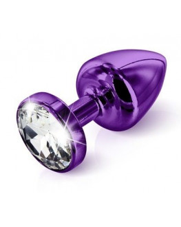 Анальная пробка с кристаллом ANNI round purple T3 фиолетового цвета - 9 см.