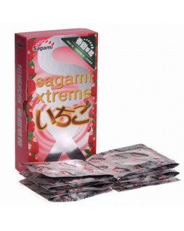 Презервативы с ароматом клубники Sagami Xtreme Strawberry - 10 шт в уп.