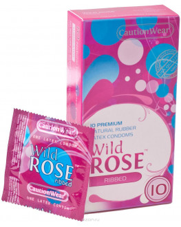 Презервативы рифленые Caution Wear Wild Rose (10 шт)